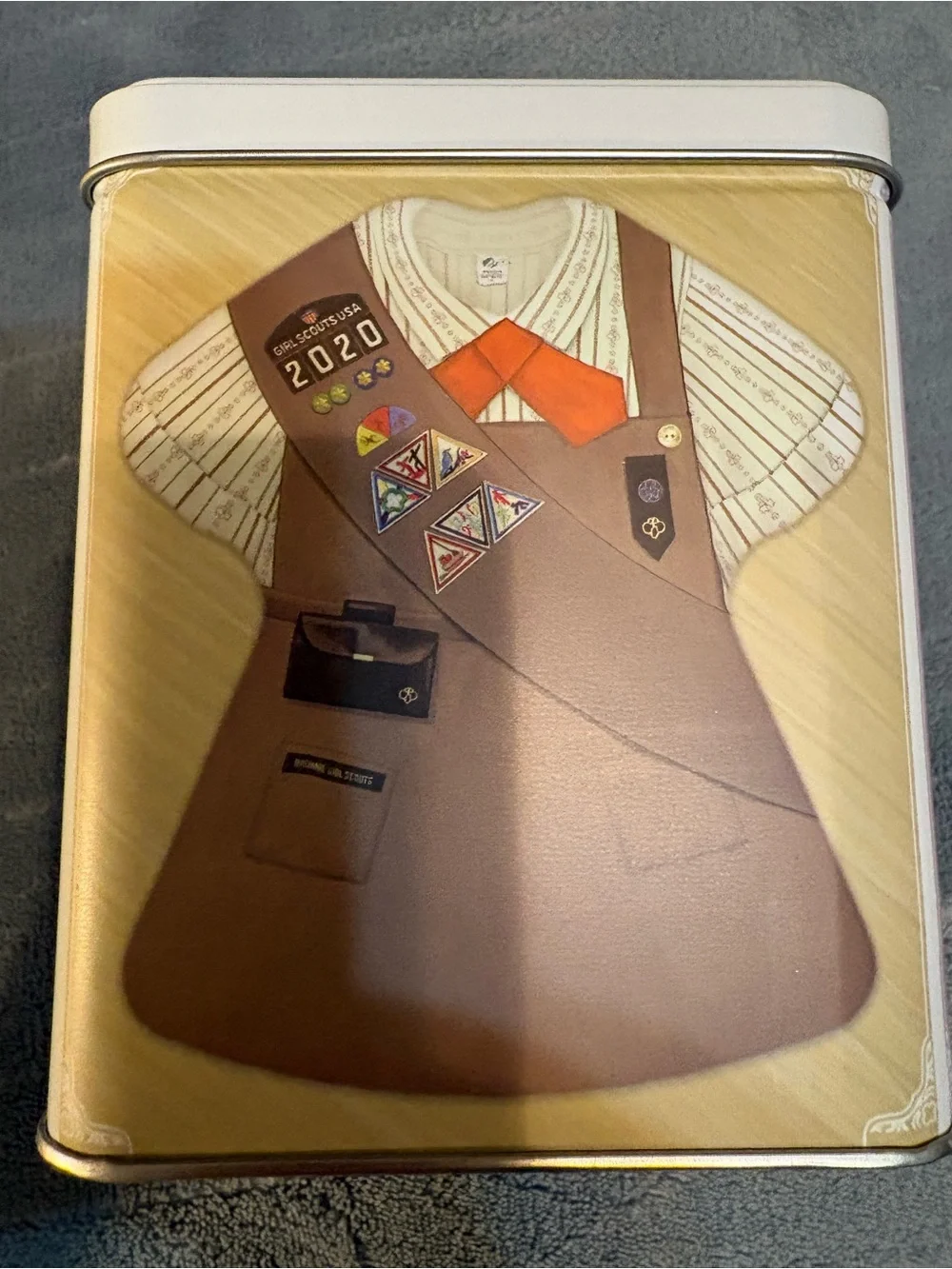 Girl Scout Gold Metal Decorative Square tin